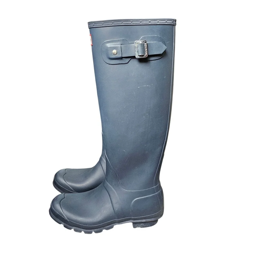 Hunter Gray Tall Rubber Rain Boots US Size 7M/8F Size EU 39